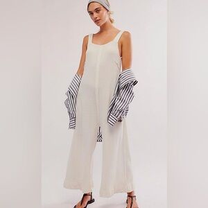 Free People Wide Leg Waffle Jumpsuit